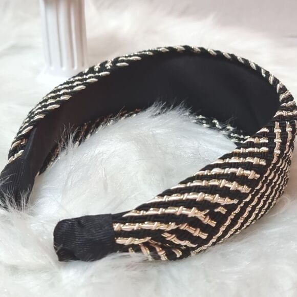 WIDE BRIM GEOMETRIC WEAVED BOHOHEMIN HEADBAND - Picture 5 of 6